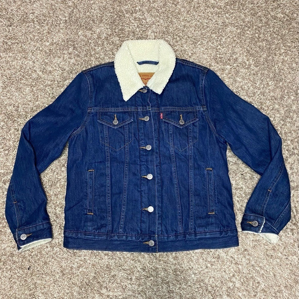 Vintage Levi's Sherpa Lined Denim‎ Blue Jean Jacket Women's Size SMALL